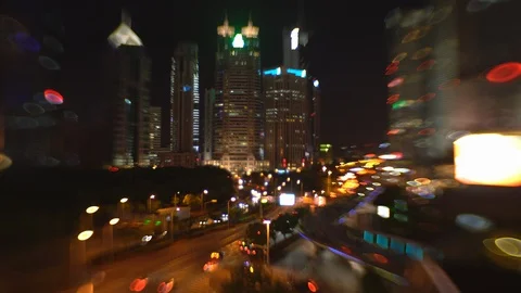Car traffic at night. Motion blurred background.Shanghai city,China Stock Footage 88815859
