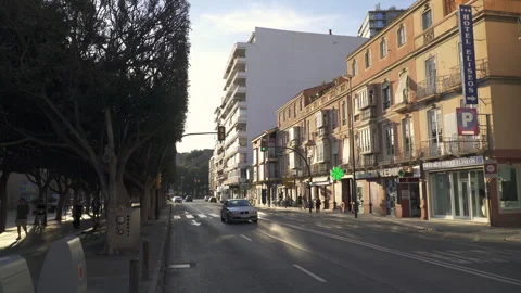 Car traffic in the Paseo de Reding street in central Malaga Stock Footage 248848141