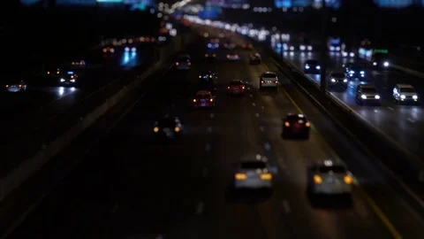 Car on traffic road at night Stock Footage 84468314
