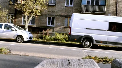 Car Traffic On The Small Street In The Front View Stock Footage 84219161