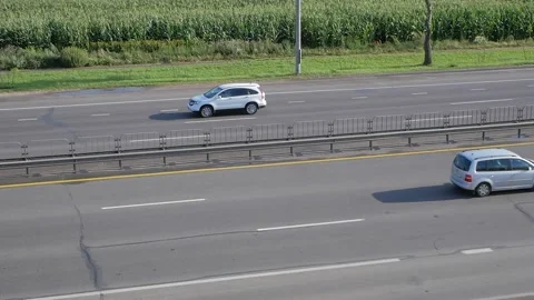  car traffic  Top view looking down at cars speeding.  Stock Footage 172107238