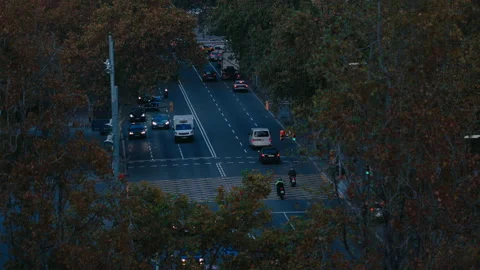 Car traffic on the two ways road in the evening Stock Footage 232995189