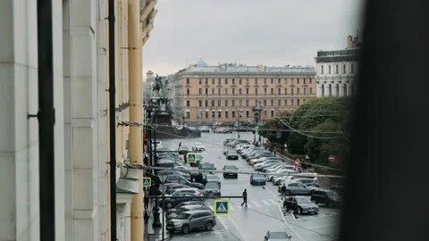 Car traffic view from the window Stock Footage 238374740