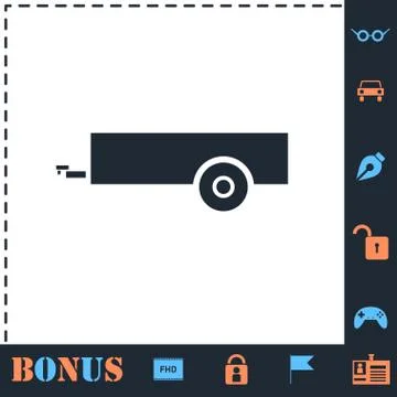 Car trailer icon flat Stock Illustration