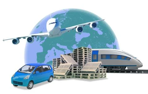 Car with train on white Stock Illustration