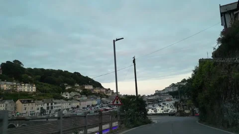 Car Travel on Looe River and Beach Town of England UK Stock Footage 317078080