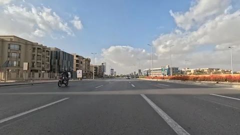 Car Travel Through Lively City District Streets New Cairo Showing Buildings Stock Footage 329660153