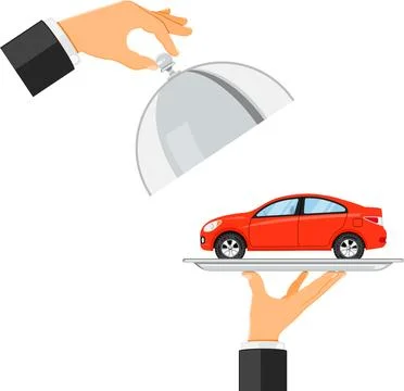 Car on tray Illustrazione stock
