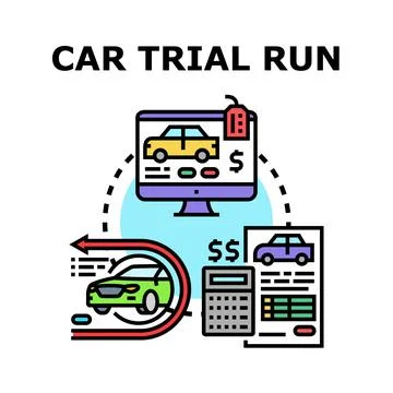 Car trial run evaluation process business concept Stockillustratie