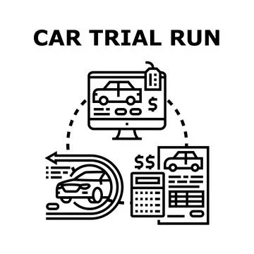 Car trial run evaluation process business concept Illustrazione stock
