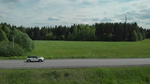 Car trip to the forest. We drive a car outside the city. 動画素材 158841007