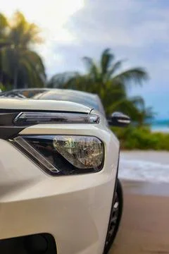 Car in Tropical Beach Stock Photos