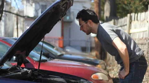 Car trouble, under hood Stock-Footage 5357218