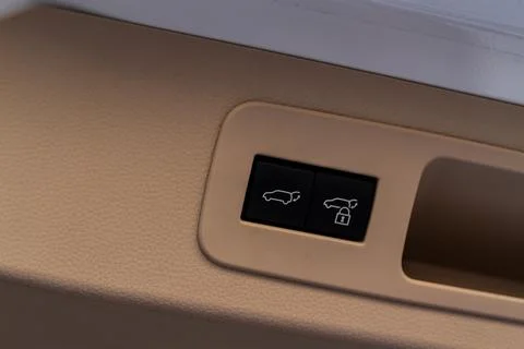 Car trunk open button. Electric trunk switch controller. Car trunk electric l Stock Photos