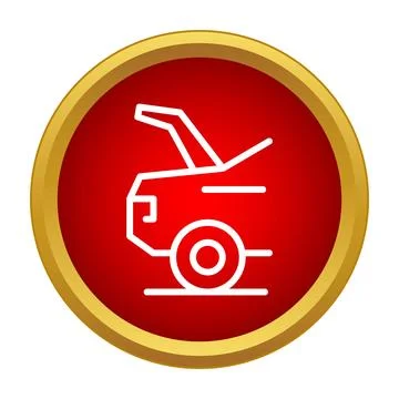 Car trunk open icon on red button Stock Illustration