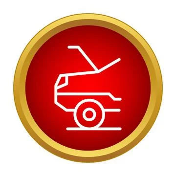 Car trunk open line icon on red circle Stock Illustration
