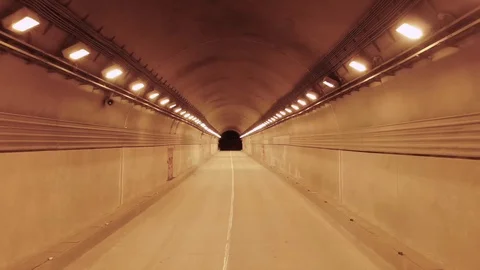 Car tunnel, empty car tunnel, shooting at night tunnel Stock Footage