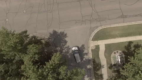 Car Turning Left Overhead Stock Footage 145235965