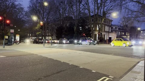 Car Turning at Night Intersection in Paddington London Video stock 332909862