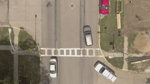 Car Turning Right Overhead Stock Footage 145235982