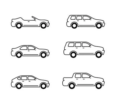 Car types line Stock Illustration