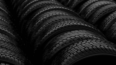 Car tyre wheels storage night black light Stock Footage 47313822