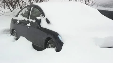 Car under snow Stock Footage 22231223