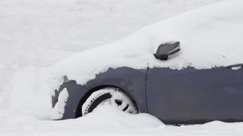Car under snow Stock Footage 85626923