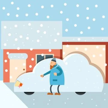 Car under snow Stock Illustration