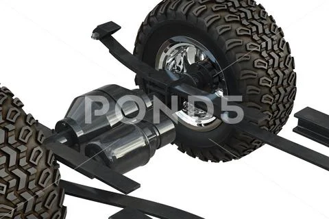 Car underbody chassis, close view Stock Illustration