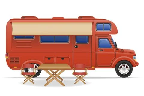 Car van caravan camper mobile home illustration Stock Illustration