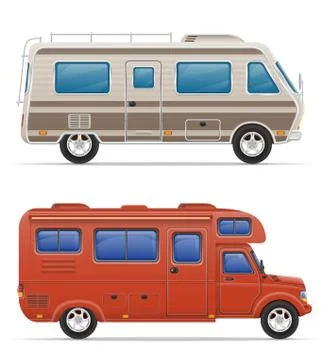 Car van caravan camper mobile home with beach accessories illustration Stock Illustration