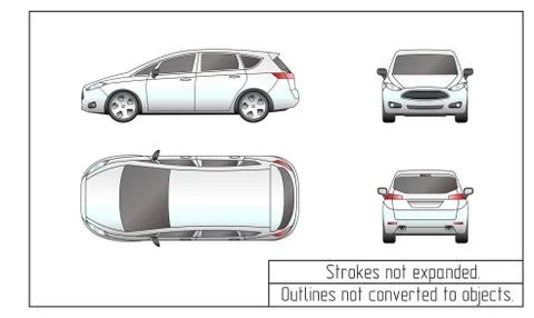 Car van drawing outlines not converted to objects Stock Illustration