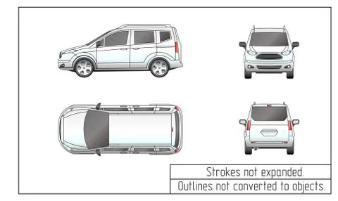 Car van drawing outlines not converted to objects Stock Illustration