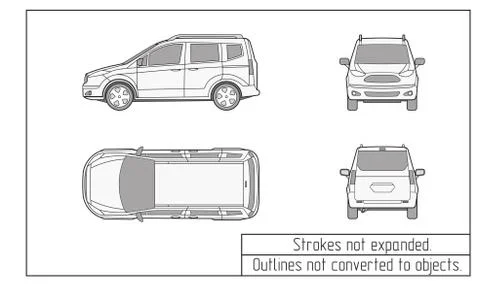 Car van drawing outlines not converted to objects Stock Illustration