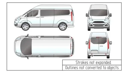 Car van drawing outlines not converted to objects Stock Illustration