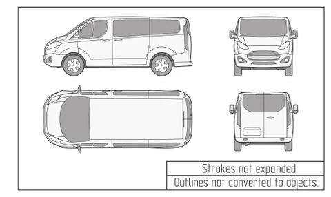 Car van drawing outlines not converted to objects Stock Illustration