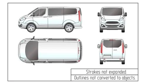 Car van drawing outlines not converted to objects Stock Illustration