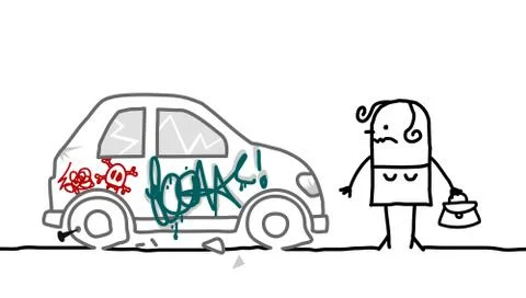 Car vandalized Stock Illustration