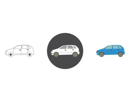 Car vector design, contrast white and colorful car icon, full vector design Stock Illustration