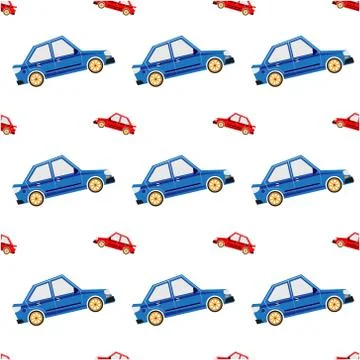 Car vector seamless pattern. Automobile toy background, vector illustration. Stock Illustration