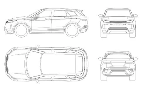 Car vector template on white background. Compact crossover, SUV, 5-door station Stock Illustration