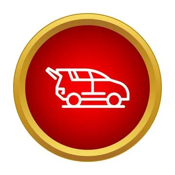 Car vehicle icon button with open trunk Stock Illustration