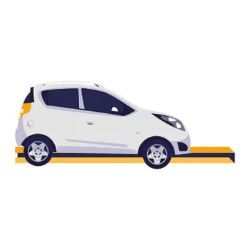 Car vehicle in platform mechanical workshop Stock Illustration