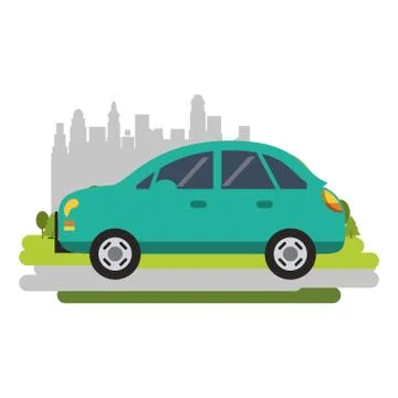 Car vehicle sedan isolated flat Ilustración de archivo