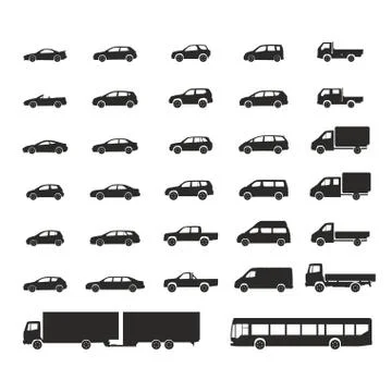Car vehicles icons set Stock Illustration