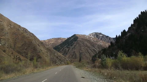 The car view of amaizing dangerous mountain wild nature journey trip Stock Footage 60222290