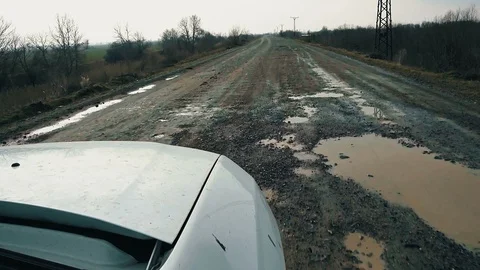 Car view on dirt road Stock Footage 86294847