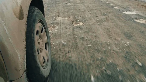 Car view on dirt road Stock Footage 86294885