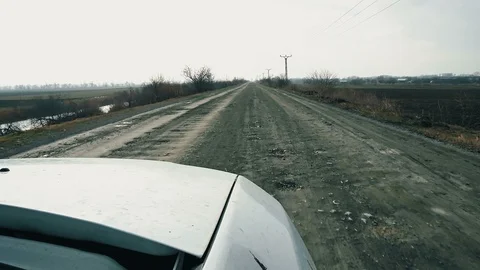 Car view on dirt road Stock Footage 86294910